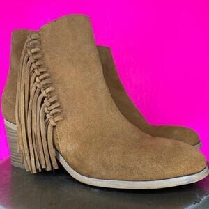 Kenneth Cole Reaction Rotini Brown Suede Fringe Ankle Boot Sz 9